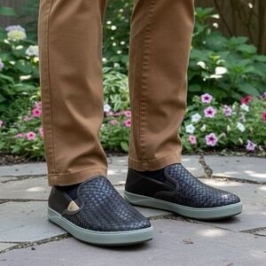 Olukai Men’s Lae’Ahi Lauhala Men’s Brown Leather Upper Loafer Size 13